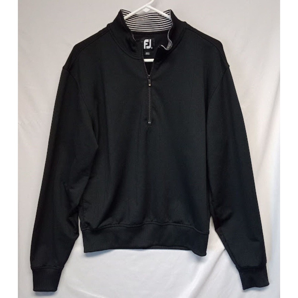Footjoy FJ Pullover Mens Small Black Quarter Zip Long Sleeve Golf Sweatshirt